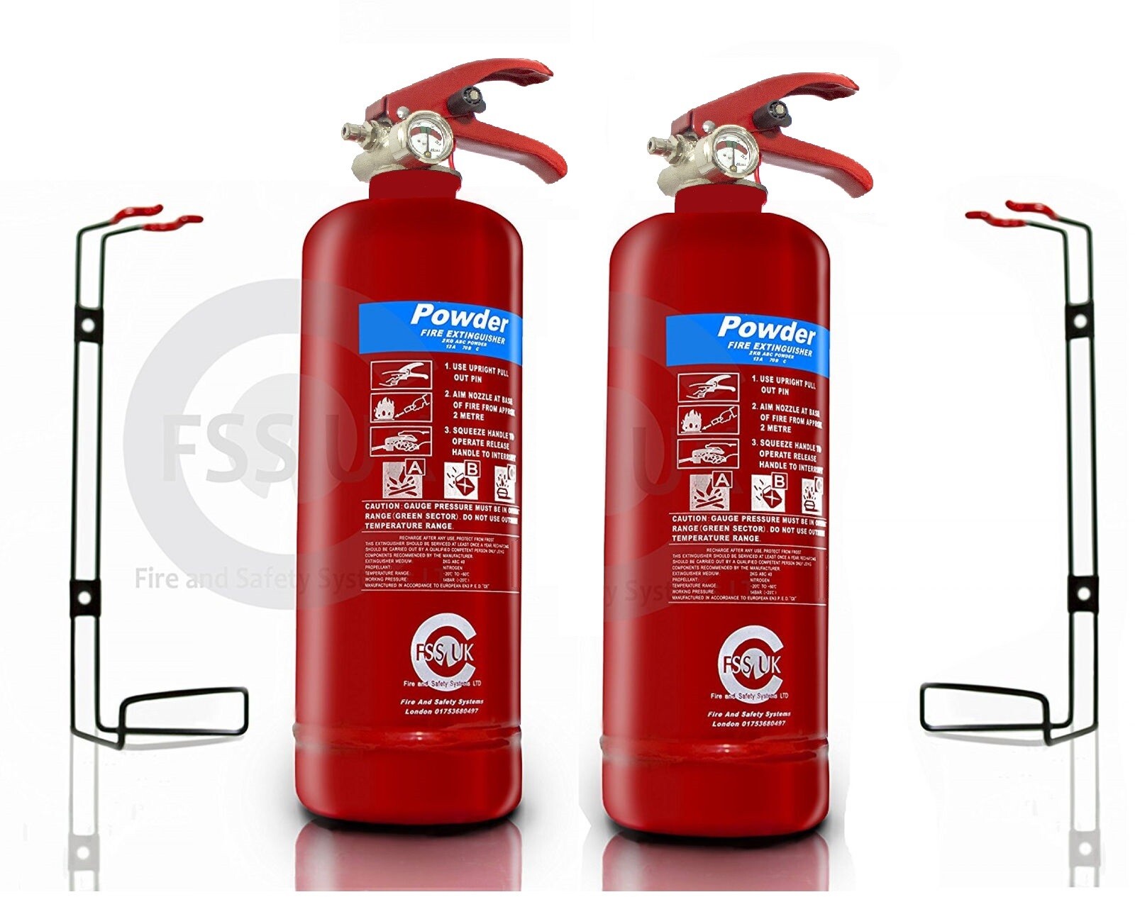 2 x 2 KG DRY POWDER ABC FIRE EXTINGUISHER HOME OFFICE CAR VANS KITCHEN