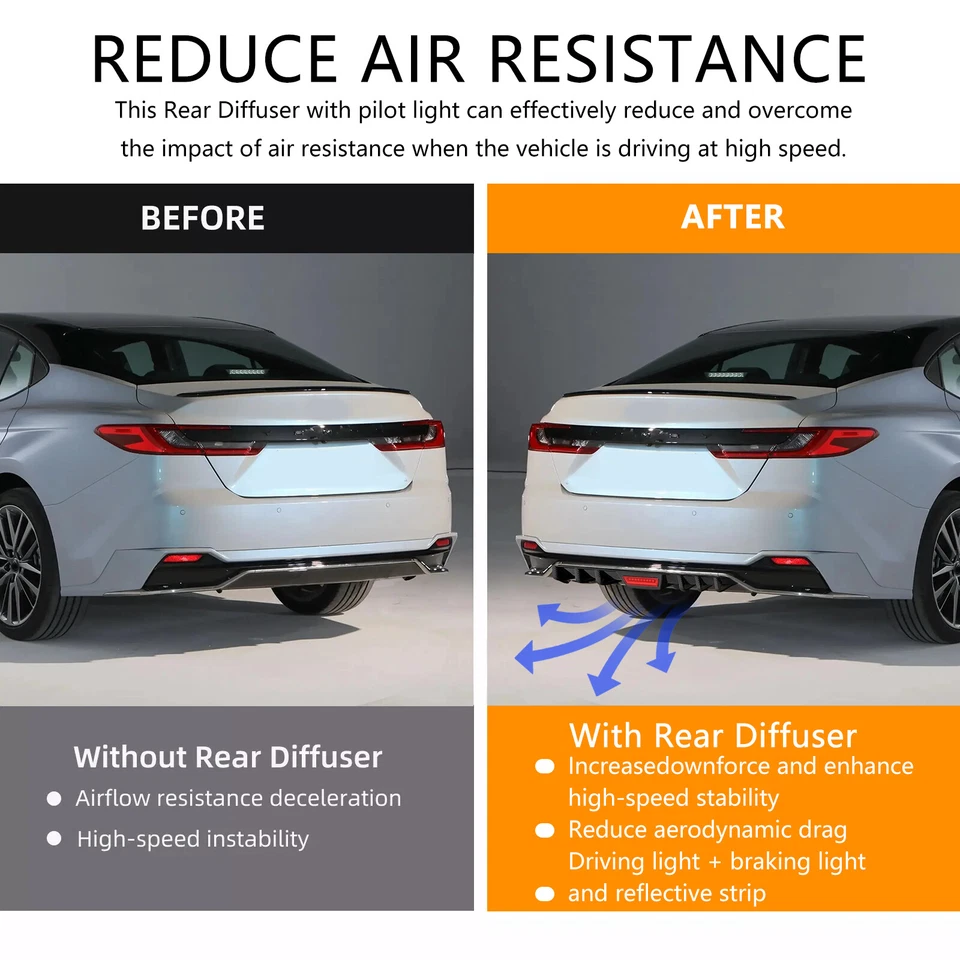 Carbon Fiber Rear Bumper Diffuser w/ LED Brake Light For Lexus SC430 2002-2010 Foto 4 de 4