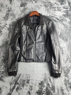 Therapy By Lara Crawford Women's Vegan Leather Moto Jacket Black Size Large 