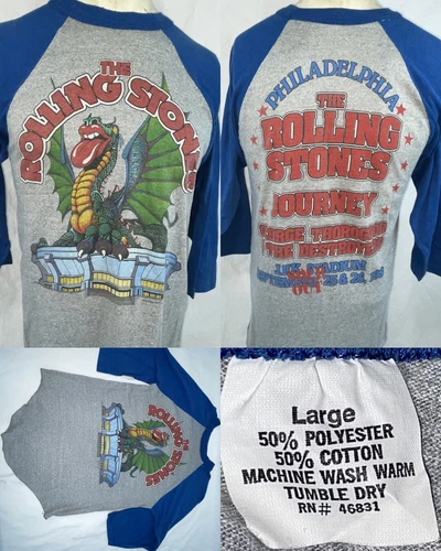 80S ROLLING STONES ROCK TOUR CONCERT BAND ALBUM RIN 1980s vintage concert t-shirt, vintage, single stitch, B+ condition