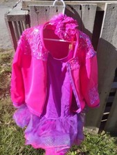 Purple Weissman Dance Costume Size IC with Pink Jacket and Matching Scrunchie