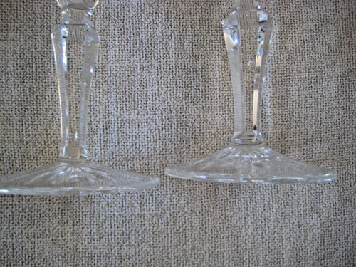 Set 2 portacandele vintage cristallo trasparente alto 6" conico - Foto 11 di 11