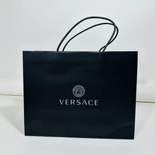 Versace 14”x11”x6.25” Authentic Black Shopping Paper Bag Gift Tote Medium