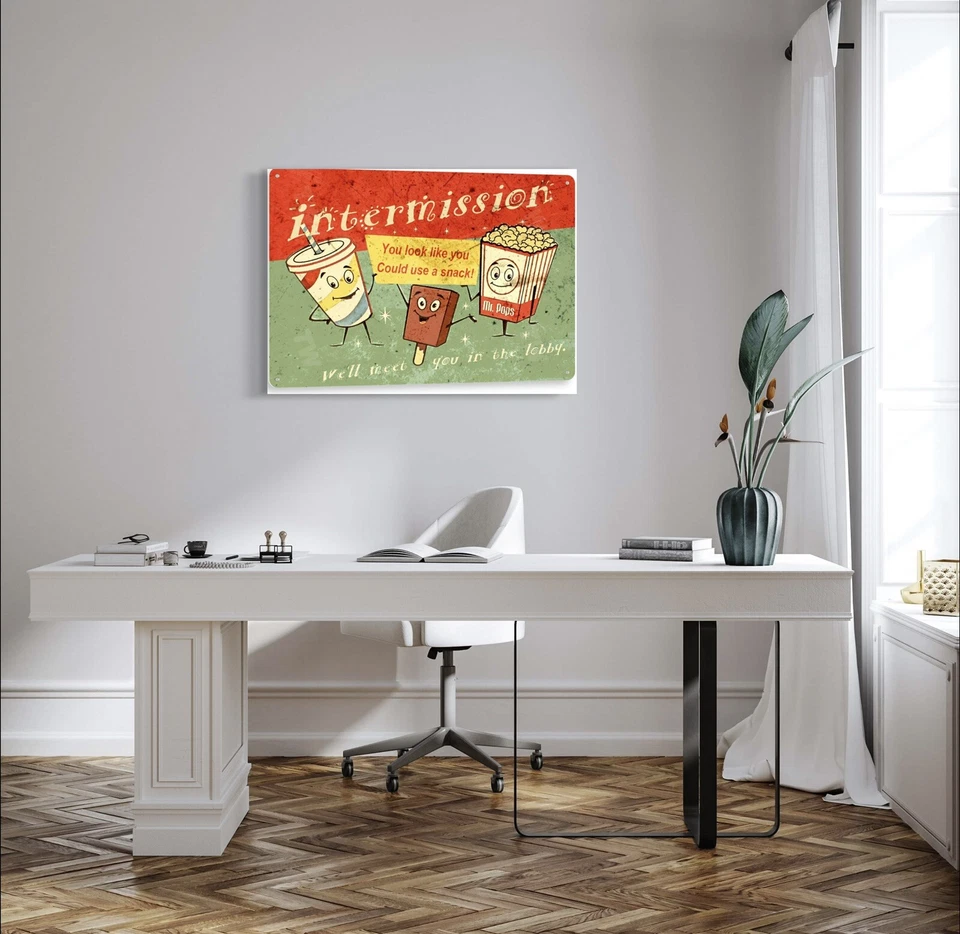 Movie Sign, Movie Snacks Popcorn Soda Ice Cream Cinema Tin Sign Intermission - Image 4 of 4