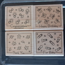 Stampin' Up Set 4 Stamps Congratulations Happy Birthday Thank You For Baby 2004