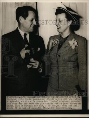 1950 Press Photo Ohio Treasurer & Governor candidate Don Ebright & wife