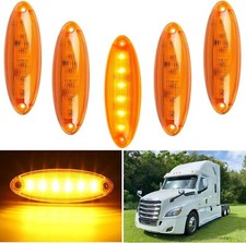 5PCS Amber Lens 6 Super Bright LED Cab Marker Top Roof Running Lights