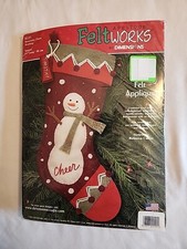 Dimensions Feltworks Christmas "Snowman Cheer" Stocking Applique Kit - Sealed