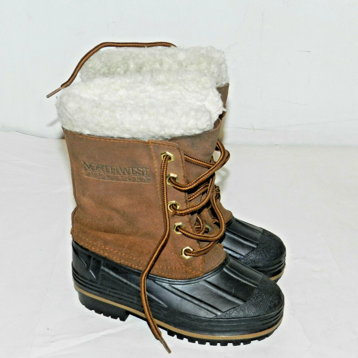 Kids Northwest Territory Waterproof Lace Up Snow Boots Sz 9 Wool