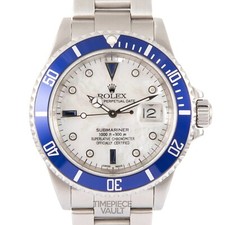 Rolex ROLEX SUBMARINER 16610 DATE STEEL 40MM WATCH WHITE MOP SAPPHIRE DIAL BLUE BEZEL