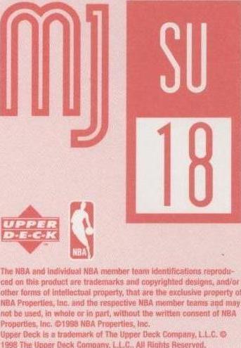 1998-99 Upper Deck Michael Jordan MJ Sticker Collection - Michael
