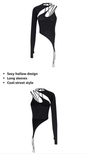 Cape Clique Black Dance Cropped One Sleeve Tie Up Asymmetrical Top - Size Small - Picture 2 of 7