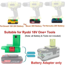 For Dewalt Bauer Hercules Li-ion Battery to Ryobi 18V Tools Adapter Converter