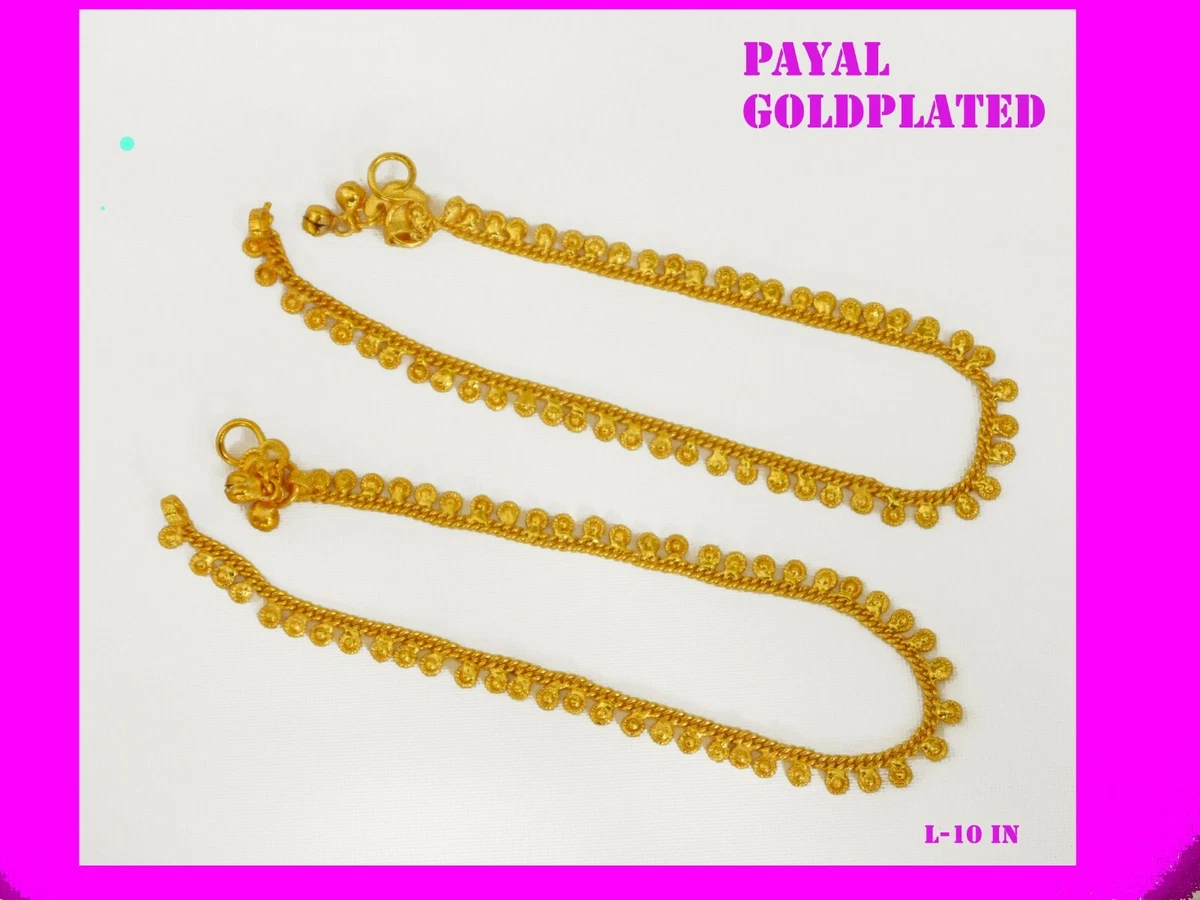 Indian Asian Bridal Jewellery Ethnic Wear Gold Plated Anklets Payal Pazaib. u82
