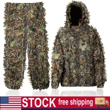 Outdoor Camo Ghillie Suit 3D Leafy Camouflage Clothing Jungle Woodland Hunting