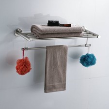 Towel Rail Holder Brushed Nickel Accessory Sets Storage Bathroom Rack Shelf