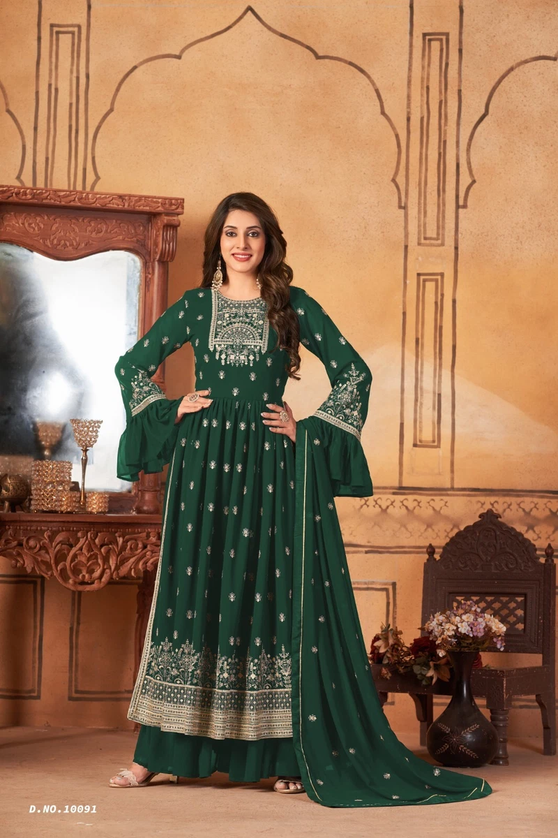 Indian Kurta With Sharara Dupatta Designer Ready Made Party Dress