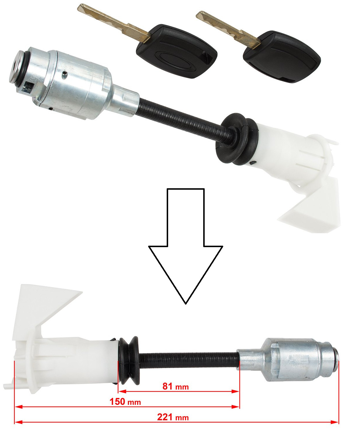 Verrouillage de capot court Ford Focus C-Max 03-07 en acier renforcé anti-grippage