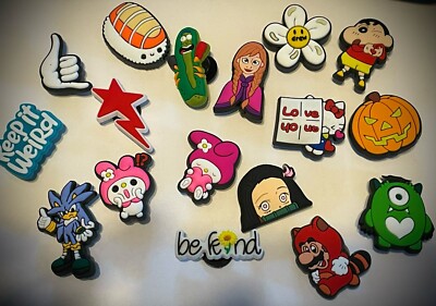 Lot of 17 Anime Manga Cartoon Character Fun Food Croc/Clog Charms