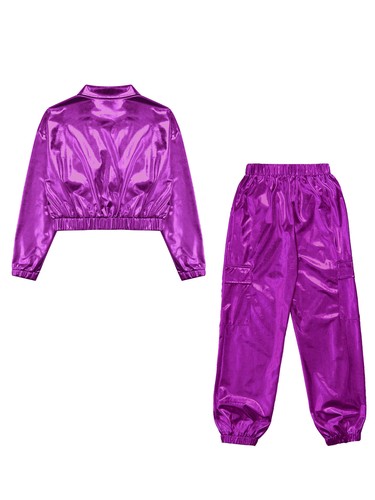 Unisex Kids Dancewear Ballroom Sweatsuit Shoot Outfits Athletic 2 Piece Set Top - Picture 107 of 143