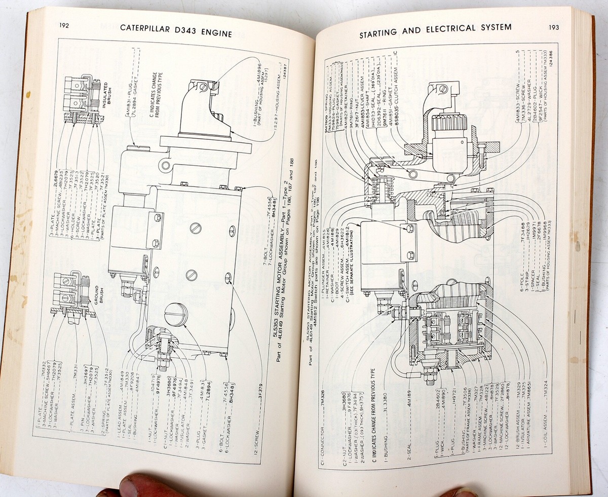 Vintage July 1974 Caterpillar Parts Book D343 Engine 62B1869 to