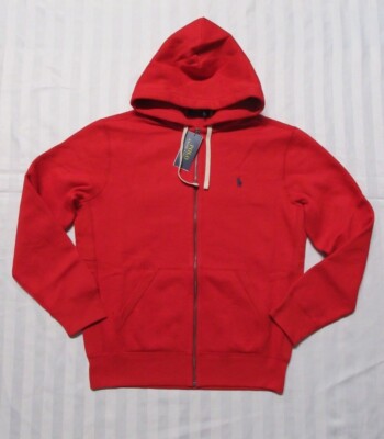 POLO RALPH LAUREN Men's Full-Zip Red Cotton-Blend Fleece