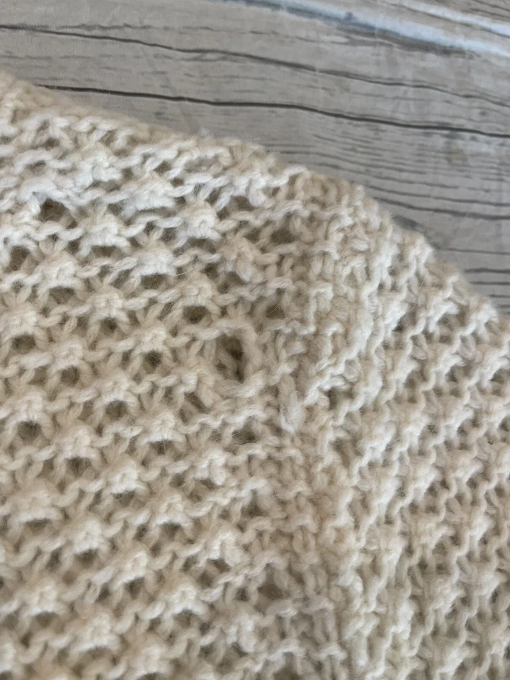 LL Bean Small Ivory Wool Angora Rabbit Hair Bobble Knit Cardigan Sweater As Is - Image 4 of 4