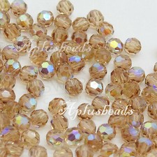 60pcs 4mm SWAROVSKI CRYSTAL Faceted Beads 5000 Lt. Col. Topaz AB brown