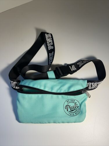 Victoria's Secret Pink Teal "We Run This Beach" Fanny Pack Waist Bag Travel - Picture 1 of 3