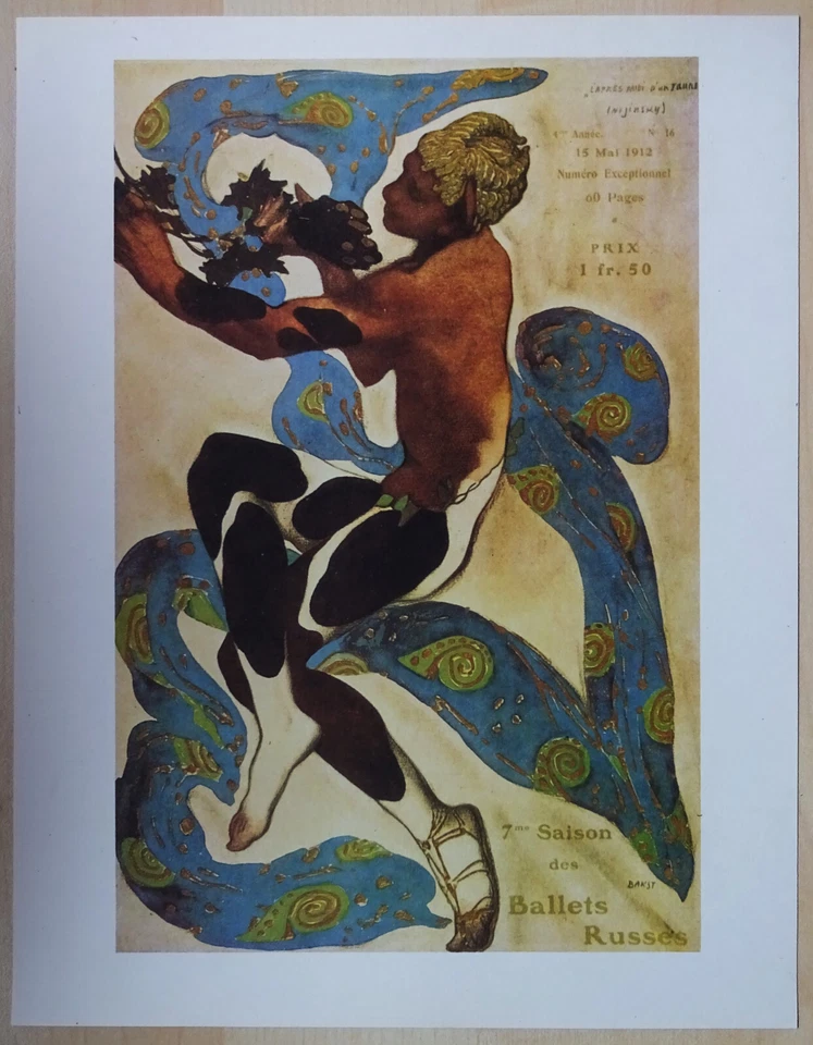 Leon N. Bakst Jugendstil Druck Titel "Nachmittag eines Fauns" 31,5 x 23,5 cm