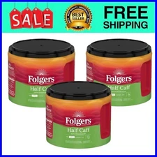 Folgers Half Caff Ground Coffee, Medium Roast, 22.6 oz Canister, 3 pack
