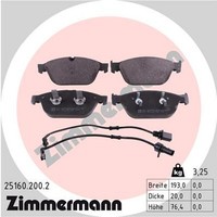 Zimmermann Bremsbelagsatz Scheibenbremse 25160.200.2 FüR A8 Q5 Audi 1ZK 1LJ 8RB