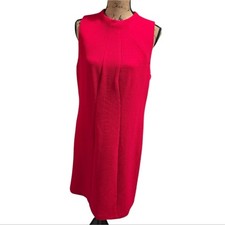 Chaps Women's Red Textured Mock Neck Sleeveless Sheath Dress Size 16