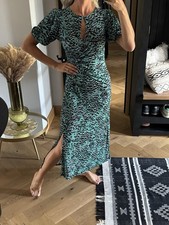New Lipsy green animal print midi dress for, races, cruises, summer size U.K. 8