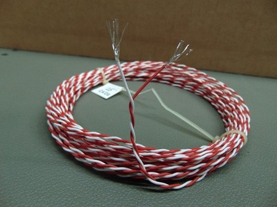25 ft 22 AWG Silver Plated PTFE (Teflon) Wire Twisted Pair SPC White Red
