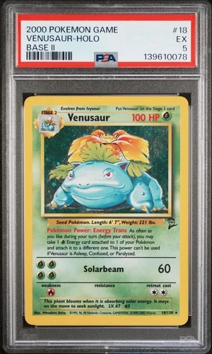 2000 POKEMON BASE SET 2 #18 VENUSAUR-HOLO PSA 5