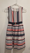 Bonnie Jean Girls sz10 Sleeveless dress Striped with Bow in pink/blue/white