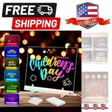 LED Note Board with 7 Colors & 4 Modes, 13.7"x10" Acrylic Dry Erase Board wit...