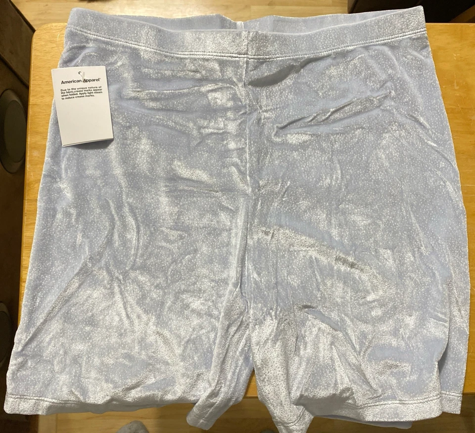 Pantalones Cortos de Bicicleta American Apparel Azul Transparente Plata Terciopelo Brillante Talla L - Nuevos con Etiquetas Foto 2 de 4