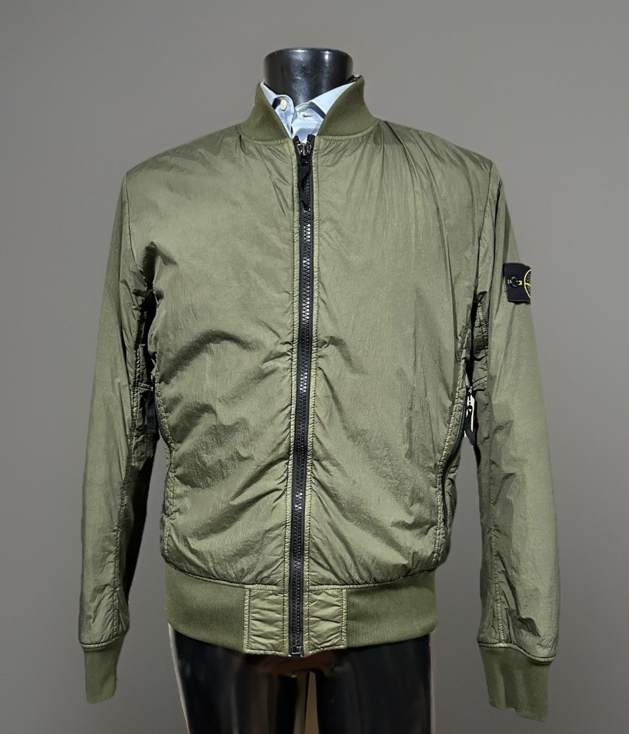 Stone Island SS17 Crinkle Reps NY Olive Green Bomber Jacket Men's