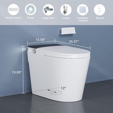 Smart Toilet,Heated Seat Auto Flush,Foot Sensor Operation,Warm Water,AutoFlipCov