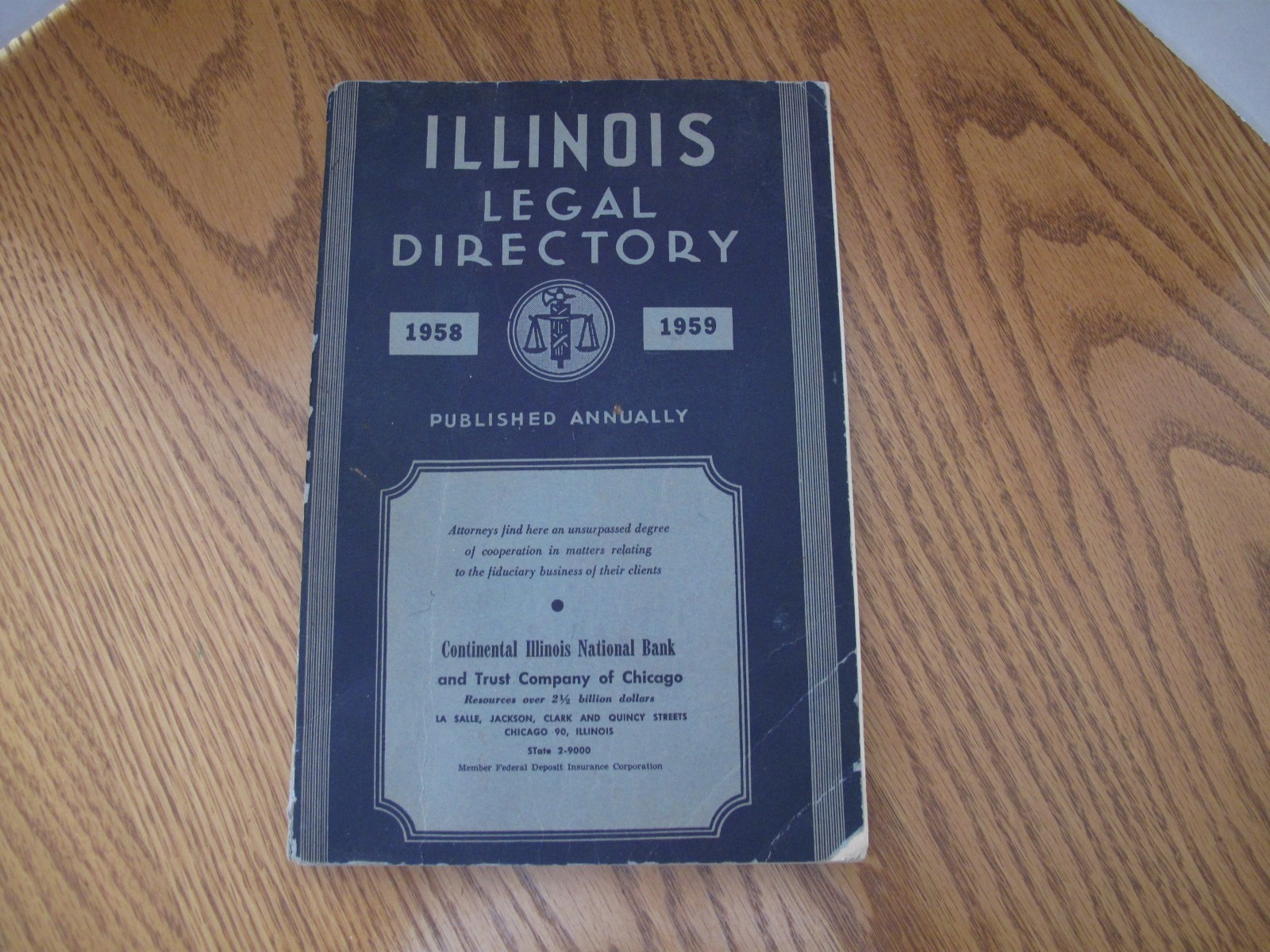 Vintage Illinois Legal Directory Book 1958-1959 Attorney Law Lawyer Judge