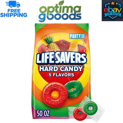 Life Savers 5 Flavors Hard Candy Party Size Bag, 50 oz - Bulk Classic Mix.