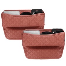 2pcs Car Seat Gap Filler 11.5"x2.1" Car Organizer Storage Box Brown