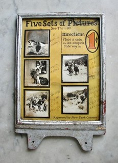 antique COIN 1 CENT operated arcade SIGN Risque Ranch Ponies Photography Movie