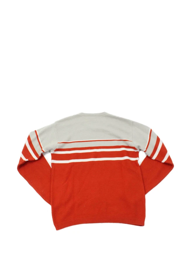 Suéter Pullover Naranja Manga Larga Cuello en V Rayas Lacoste Talla 14 Foto 2 de 4