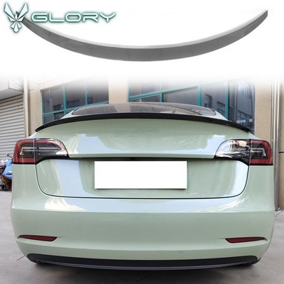 Fits 17-23 Tesla Model 3 OE Style Rear Trunk Spoiler Wing Carbon Fiber Print ABS