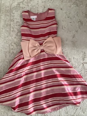 Bonnie Jean Girls Party Dress Pink Red Holden Striped Bow 10