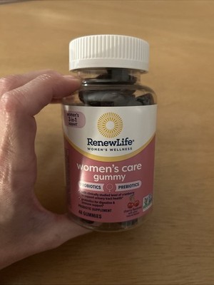 New RenewLife Women's Care Probiotics Prebiotic 48 Gummies Cherry Flavor 12/2025