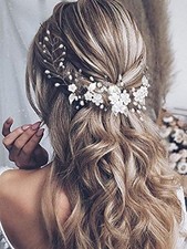 Flower Wedding Hair Vine Pearl Bridal Headband Silver Accessories For Women